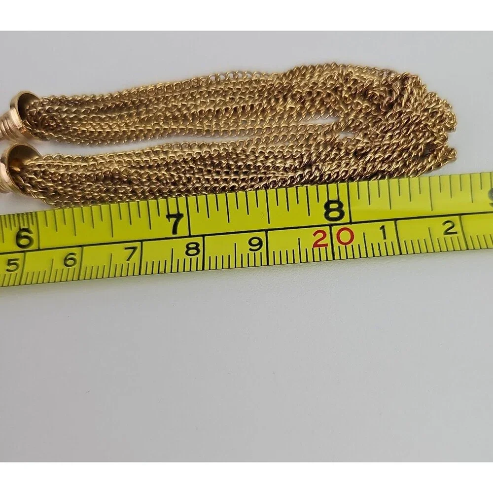 Vintage Multi Strand Tassel Gold Tone Necklace Sarah Coventry Chain Choker 17 in